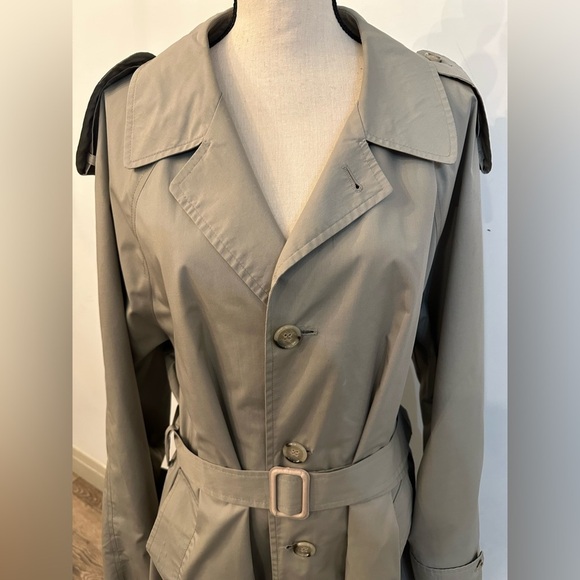 Vintage London Fog Khaki Maxi Trench Coat Plaid lining SZ 42 Regular Unisex EUC - Picture 2 of 10